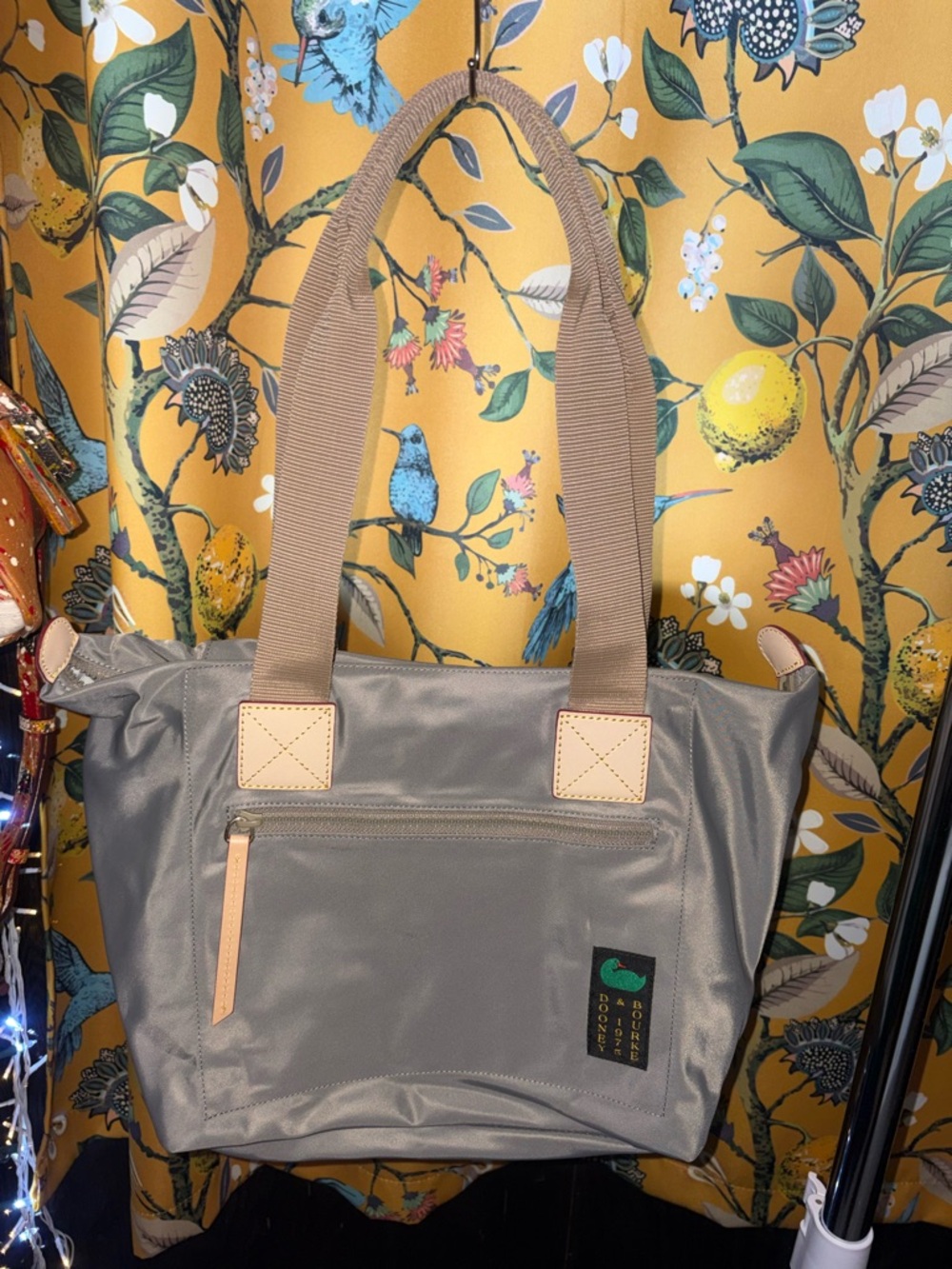 Dooney & Bourke Gray Tote with Tan Straps